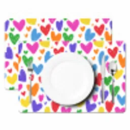 Hartjes - Patroon - Kleurrijk - Tekening Placemat vinyl groot -zzsfeer2_Kitchenyeah-website