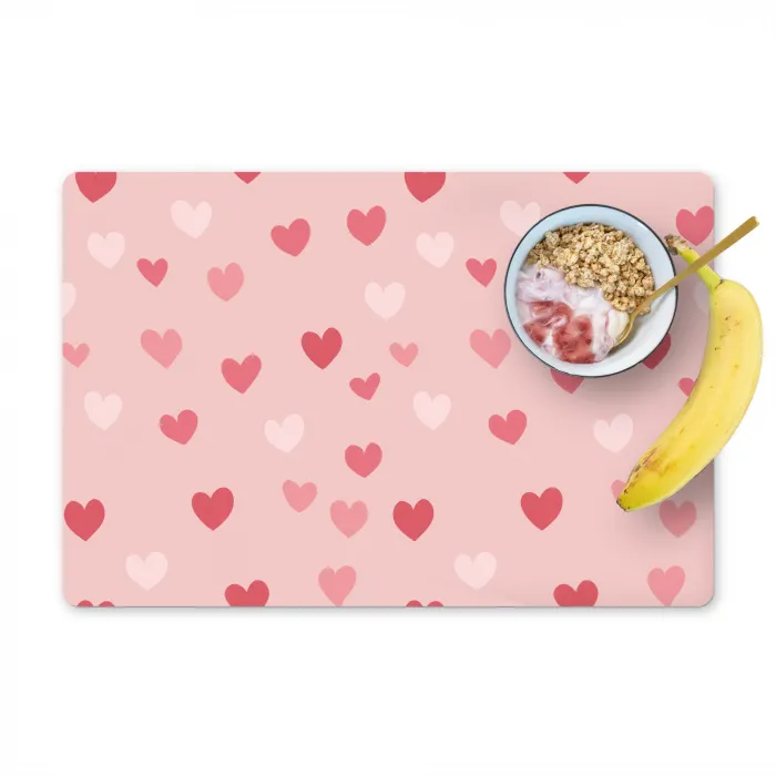 Hartjes - Patroon - Roze - Eenvoudig Placemat vinyl groot -zzzproduct_Kitchenyeah-website
