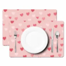 Hartjes - Patroon - Roze - Eenvoudig Placemat vinyl groot -zzsfeer2_Kitchenyeah-website