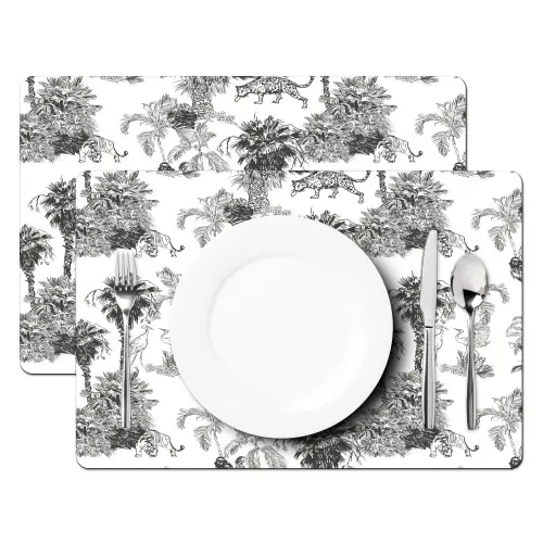 Jungle - Dieren - Grijs Placemat vinyl groot 368 -zzsfeer2_Kitchenyeah-website