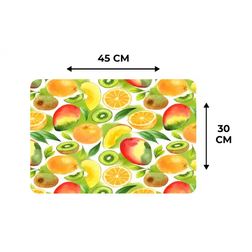 Kiwi - Sinasappel - Mango - Perzik Placemat vinyl groot 368 -specs