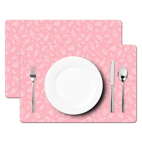 Bladeren - Planten - Roze - Patroon Placemat vinyl groot -zzsfeer2_Kitchenyeah-website