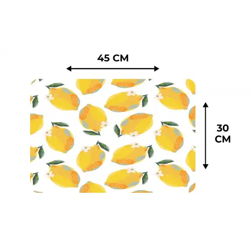Citroenen - Wit - Bloemen - Patroon Placemat vinyl groot 368 -specs