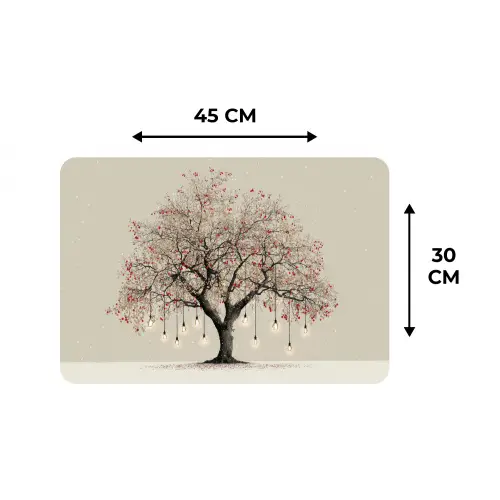 Lichtboom - Winter - Kerst - Meerkleurig Placemat vinyl groot -specs
