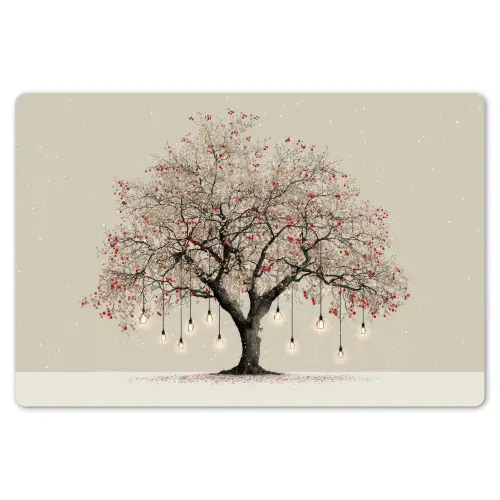 Lichtboom - Winter - Kerst - Meerkleurig Placemat vinyl groot -zzsfeer1_Kitchenyeah-website