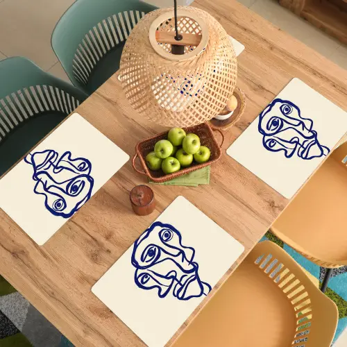 Lijntekening - Overlappende gezichten - Donkerblauw Placemat vinyl groot -zzsfeer5_Kitchenyeah-website
