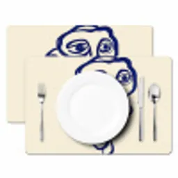 Lijntekening - Overlappende gezichten - Donkerblauw Placemat vinyl groot -zzsfeer2_Kitchenyeah-website