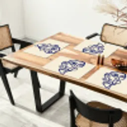 Lijntekening - Overlappende gezichten - Donkerblauw Placemat vinyl groot -zzsfeer4_Kitchenyeah-website