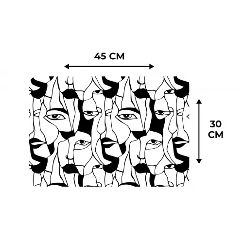 Lijnen - Gezichten - Zwart - Wit Placemat vinyl groot 368 -specs