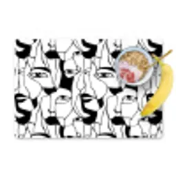 Lijnen - Gezichten - Zwart - Wit Placemat vinyl groot 368 -zzzproduct_Kitchenyeah-website