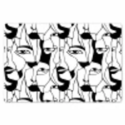 Lijnen - Gezichten - Zwart - Wit Placemat vinyl groot 368 -zzsfeer1_Kitchenyeah-website