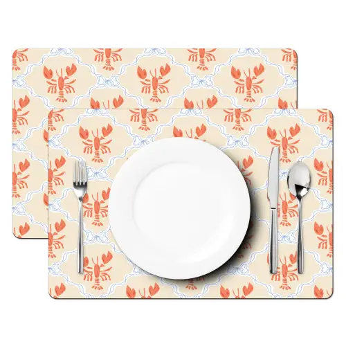 Zee - Kreeft  - Blauw - Geel - Oranje Placemat vinyl groot 368 -zzsfeer2_Kitchenyeah-website