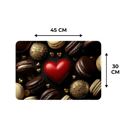 Macarons - Rood - Hart Placemat vinyl groot -specs