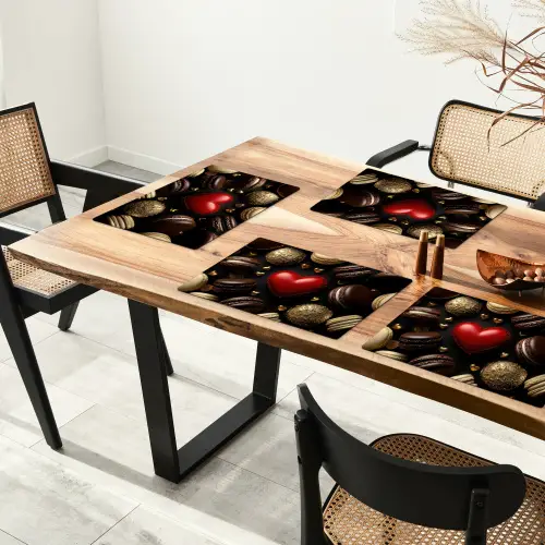 Macarons - Rood - Hart Placemat vinyl groot -zzsfeer4_Kitchenyeah-website