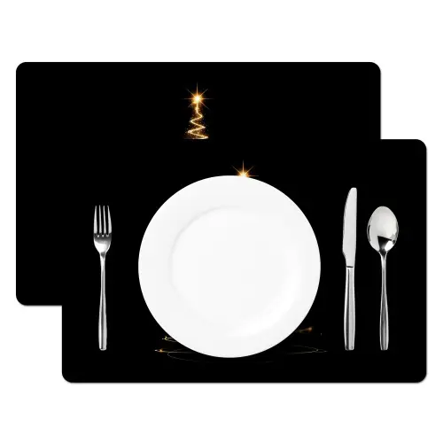 Magisch - Kerstboom - Lichtspiralen - Zwart Placemat vinyl groot -zzsfeer2_Kitchenyeah-website
