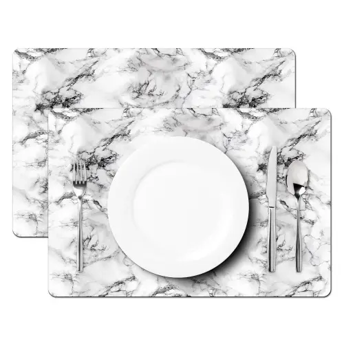 Marmer - Zwart - Dramatisch - Wit Placemat vinyl groot 368 -zzsfeer2_Kitchenyeah-website