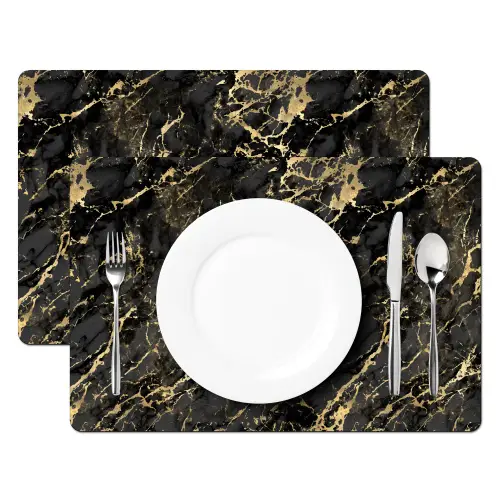 Marmer - Zwart - Goudstructuur Placemat vinyl groot 368 -zzsfeer2_Kitchenyeah-website
