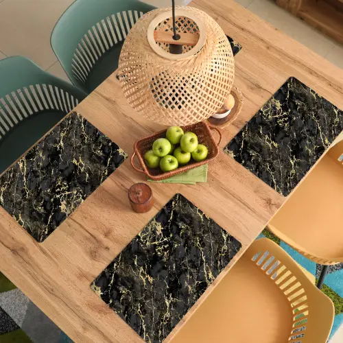 Marmer - Zwart - Goudstructuur Placemat vinyl groot 368 -zzsfeer5_Kitchenyeah-website