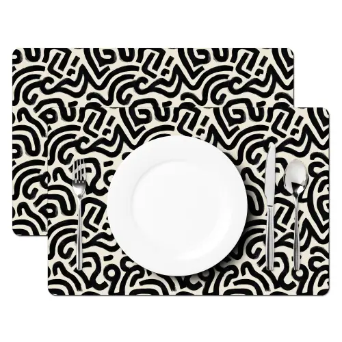 Modern - Abstract - Zwart Placemat vinyl groot 368 -zzsfeer2_Kitchenyeah-website
