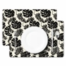 Modern - Monstera - Zwart Placemat vinyl groot 368 -zzsfeer2_Kitchenyeah-website