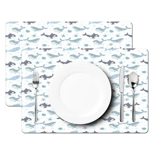 Oceaan - Walvis - Orka - Blauw Placemat vinyl groot 368 -zzsfeer2_Kitchenyeah-website