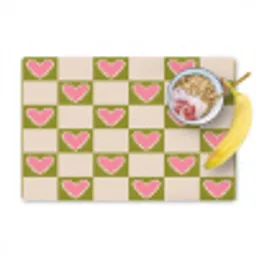 Olijfgroen - Hartjes - Patroon - Retro Placemat vinyl groot 368 -zzzproduct_Kitchenyeah-website