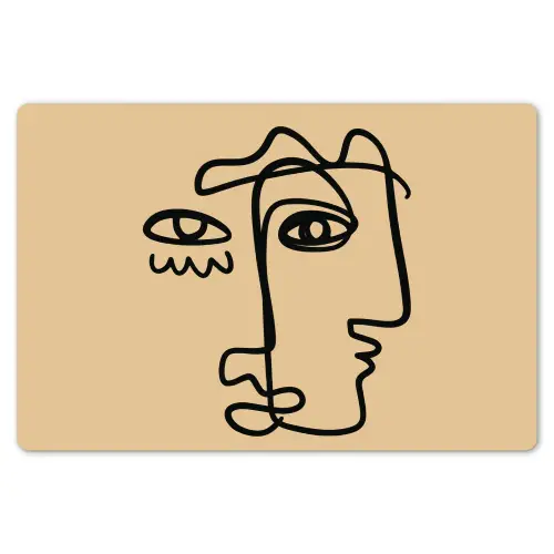 Overlappende profielen - Lichtbruin - Zwart Placemat vinyl groot -zzsfeer1_Kitchenyeah-website