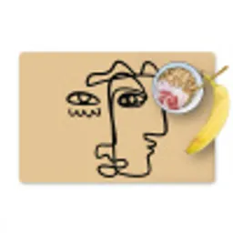 Overlappende profielen - Lichtbruin - Zwart Placemat vinyl groot -zzzproduct_Kitchenyeah-website