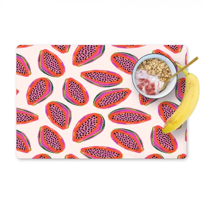 Papaja - Patroon - Roze Placemat vinyl groot 368 -zzzproduct_Kitchenyeah-website