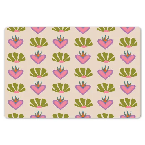 Patroon - Beige - Hartjes - Bloemen Placemat vinyl groot 368 -zzsfeer1_Kitchenyeah-website