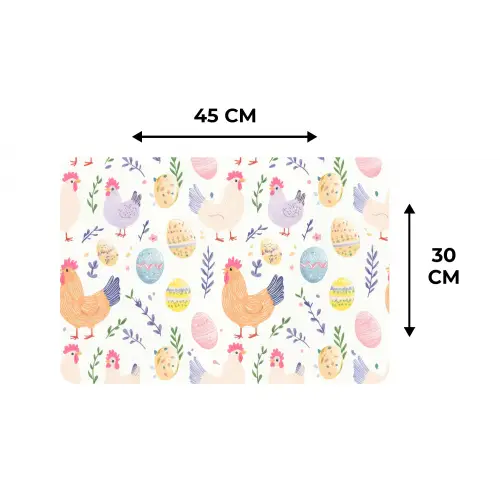 Patroon - Kip - Paaseieren Placemat vinyl groot -specs
