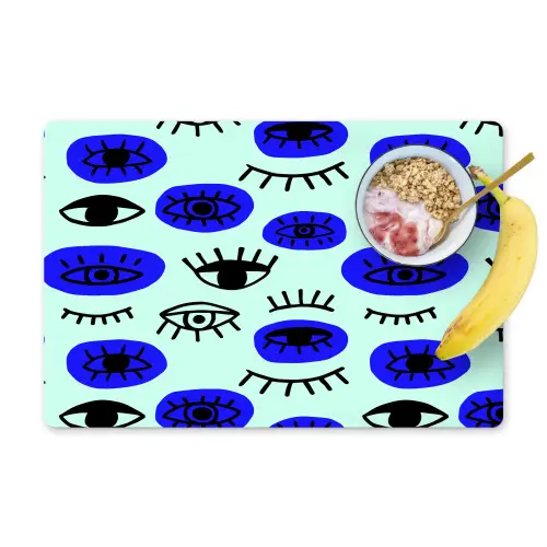 Patroon - Oog - Mint - Blauw Placemat vinyl groot 368 -zzzproduct_Kitchenyeah-website