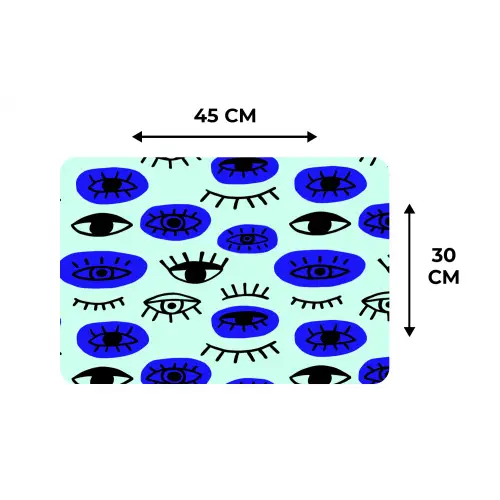 Patroon - Oog - Mint - Blauw Placemat vinyl groot 368 -specs