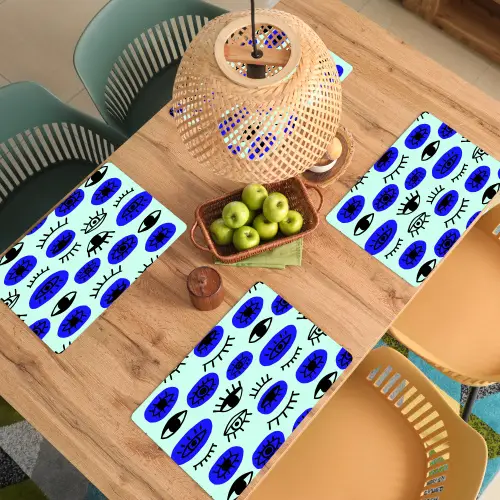 Patroon - Oog - Mint - Blauw Placemat vinyl groot 368 -zzsfeer5_Kitchenyeah-website