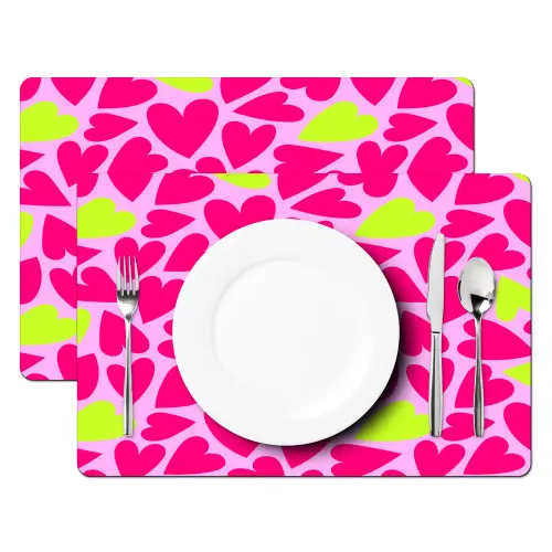 Patroon - Hart - Roze - Groen Placemat vinyl groot 368 -zzsfeer2_Kitchenyeah-website