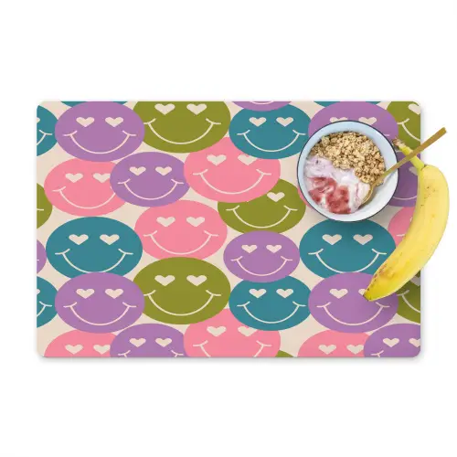 Patroon - Smiley - Kleurrijk - Hartjes Placemat vinyl groot 368 -zzzproduct_Kitchenyeah-website