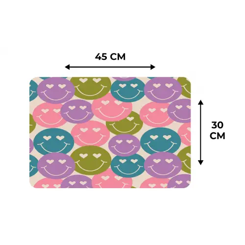 Patroon - Smiley - Kleurrijk - Hartjes Placemat vinyl groot 368 -specs
