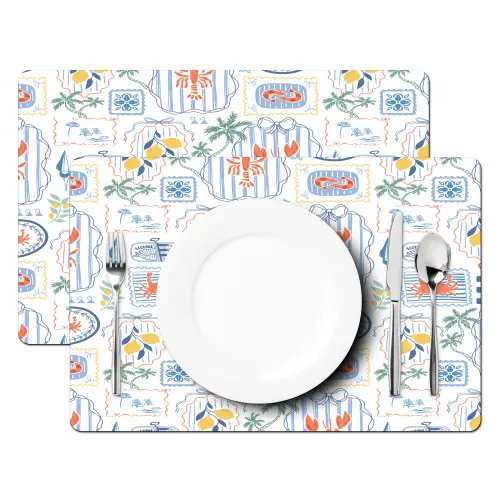 Zee - Sfeer - Krab - Blauw Placemat vinyl groot 368 -zzsfeer2_Kitchenyeah-website