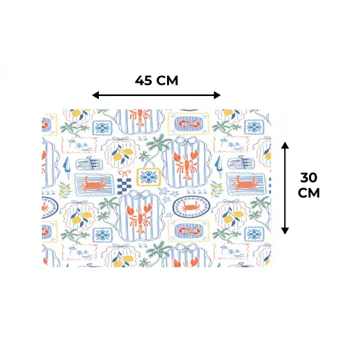 Zee - Sfeer - Krab - Blauw Placemat vinyl groot 368 -specs
