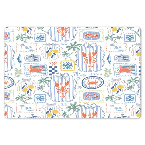 Zee - Sfeer - Krab - Blauw Placemat vinyl groot 368 -zzsfeer1_Kitchenyeah-website