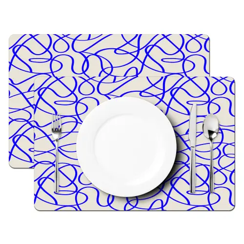 Patronen - Beige - Blauw - Lijnen Placemat vinyl groot 368 -zzsfeer2_Kitchenyeah-website