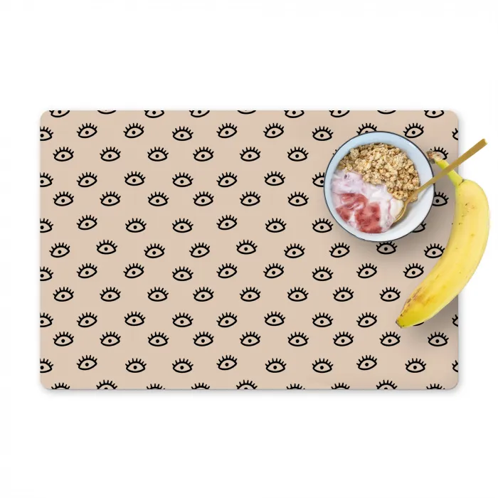 Patronen - Oog - Beige Placemat vinyl groot -zzzproduct_Kitchenyeah-website
