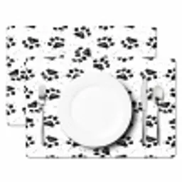 Paw - Pattern -Black Placemat vinyl groot 368 -zzsfeer2_Kitchenyeah-website
