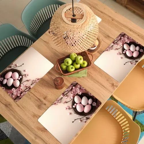 Roze - Bloesems - Eieren Placemat vinyl groot -zzsfeer5_Kitchenyeah-website