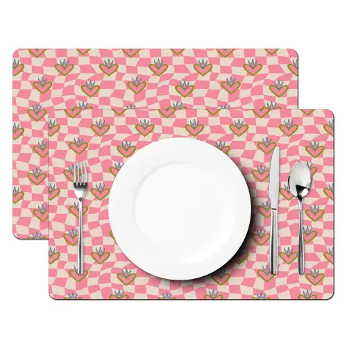 Roze - Retro - Patroon - Geblokt Placemat vinyl groot 368 -zzsfeer2_Kitchenyeah-website