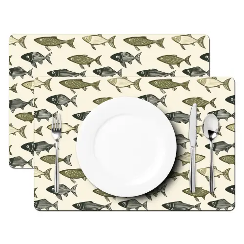 Vissen - Klassiek - Groen Placemat vinyl groot 368 -zzsfeer2_Kitchenyeah-website