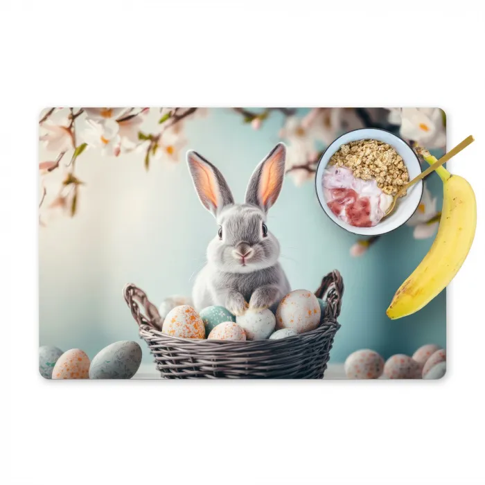 Konijn - Eieren - Mand Placemat vinyl groot -zzzproduct_Kitchenyeah-website