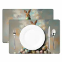 Konijn - Eieren - Kleurrijk Placemat vinyl groot -zzsfeer2_Kitchenyeah-website