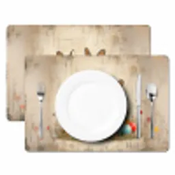 Konijnen - Bloemen - Eieren Placemat vinyl groot -zzsfeer2_Kitchenyeah-website