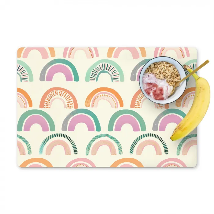 Regenboog - Pastel - Patroon Placemat vinyl groot -zzzproduct_Kitchenyeah-website